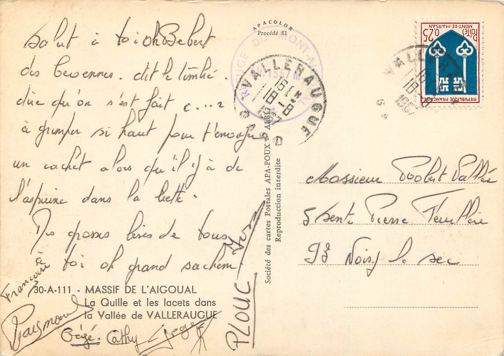 CPM Massif de l Aigoual La Quille et les lacets dans la Vallee de Valleraugue — Rückseite