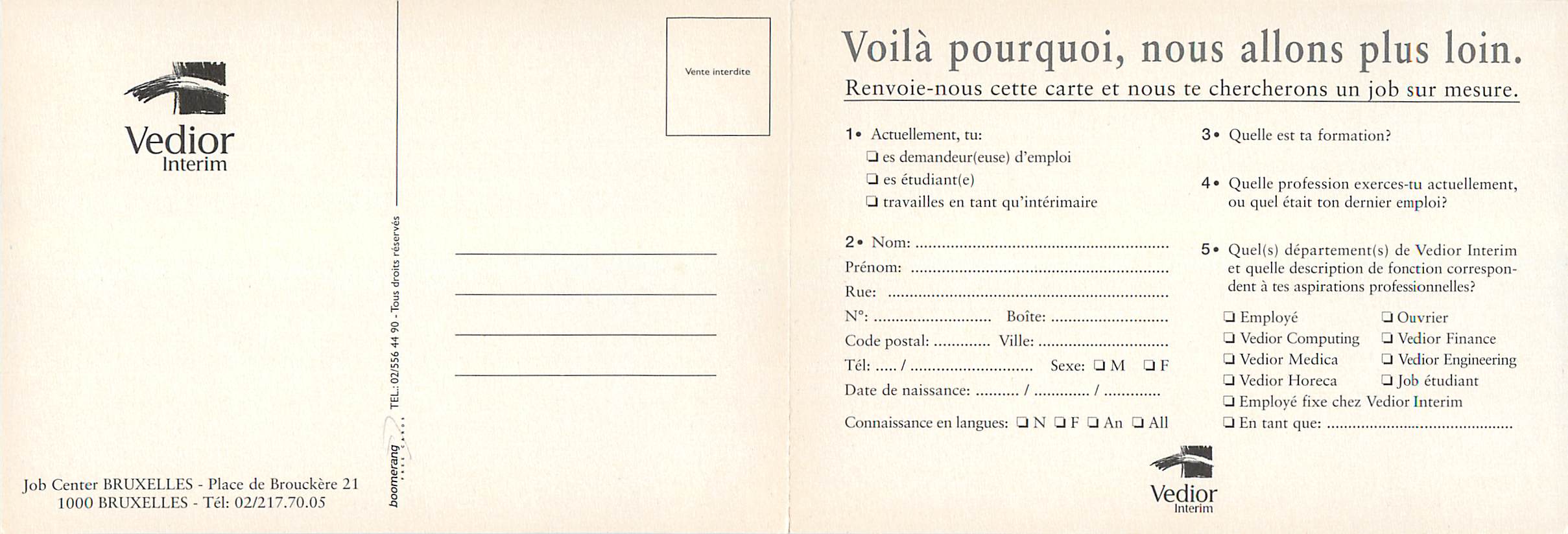 Le scénario métro-boulot-dodo — Vedior Interim — Job Center Bruxelles — Achterkant