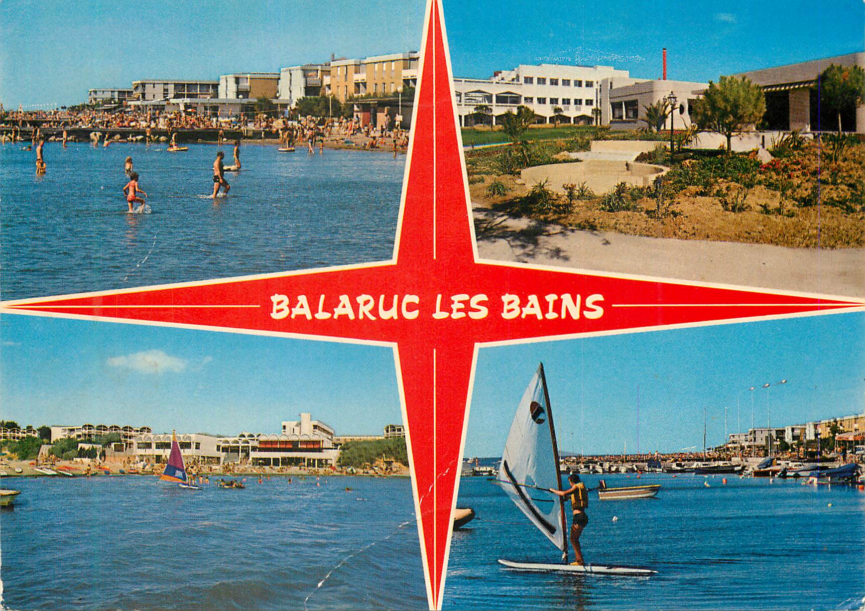 CPM Balaruc Les Bains Herault La plage Le casino et Tourisme et Travail Le V V F Le port