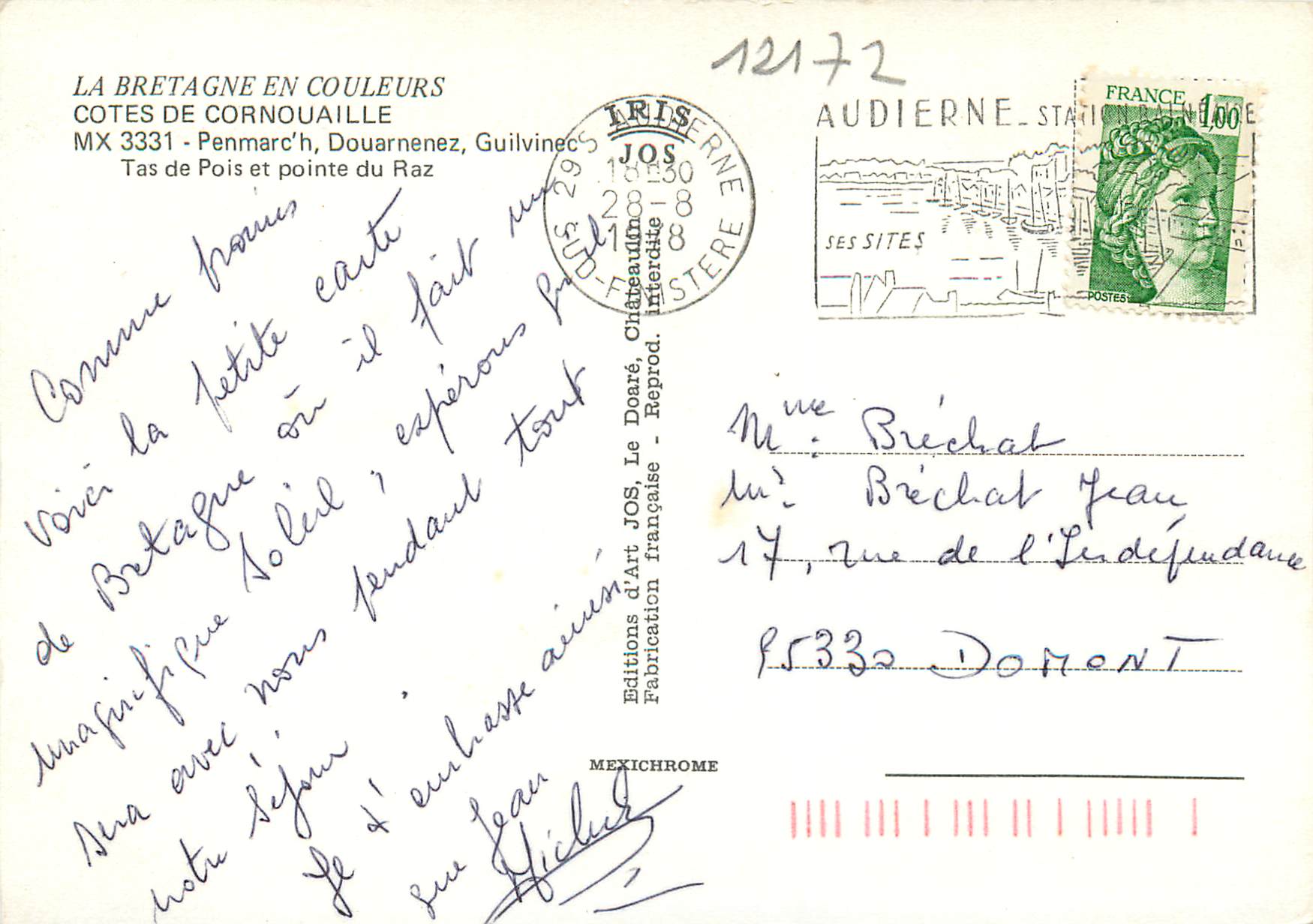 CPM La Bretagne en Couleurs Cotes de Cornouaille Penmarc h Douarnenez Guilvinec Tas de Pois et pointe du Raz Bateaux — Rückseite