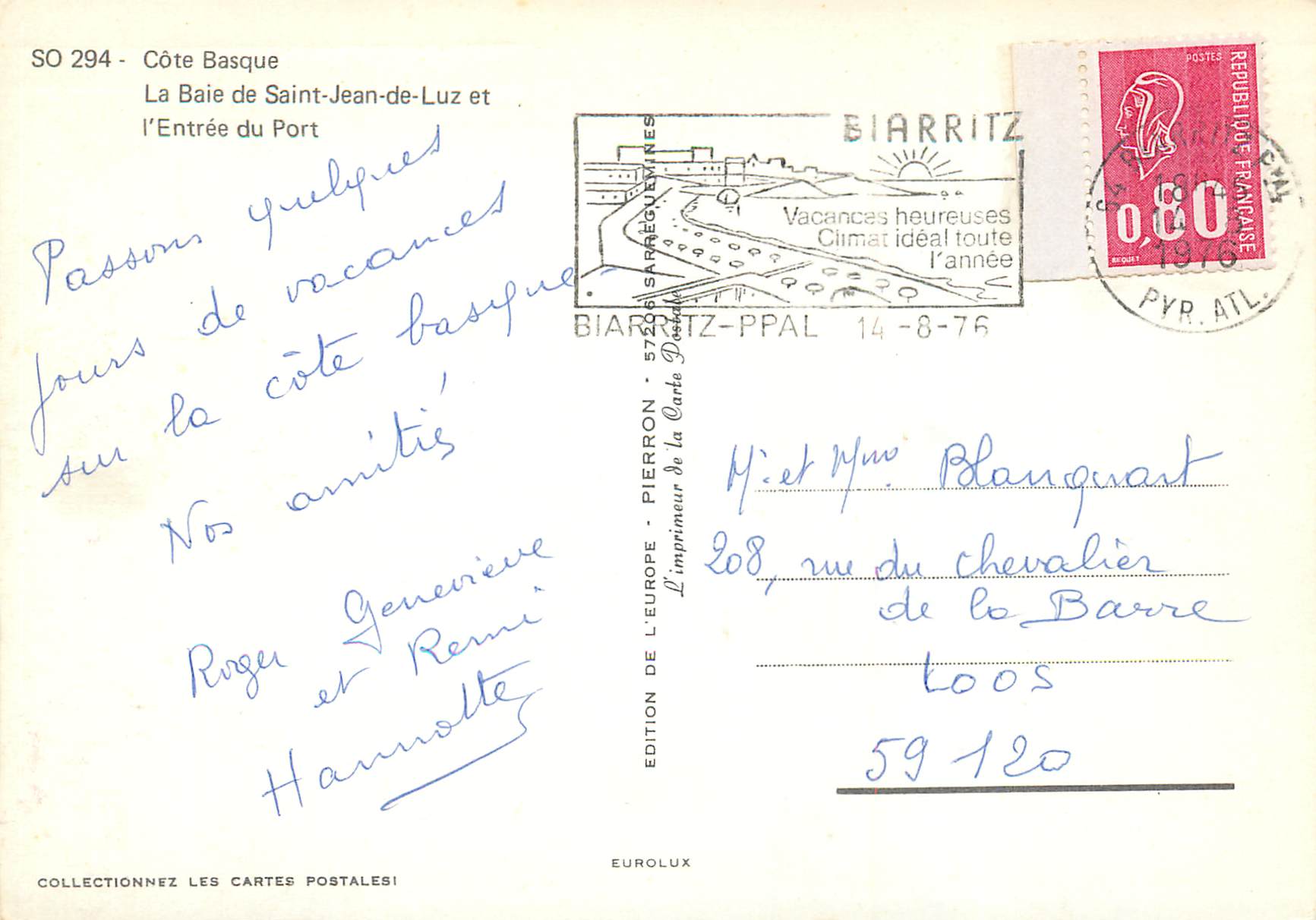 La Baie de Saint-Jean-de-Luz et l'Entrée du Port — Côte Basque — Édition de l'Europe — Reverso