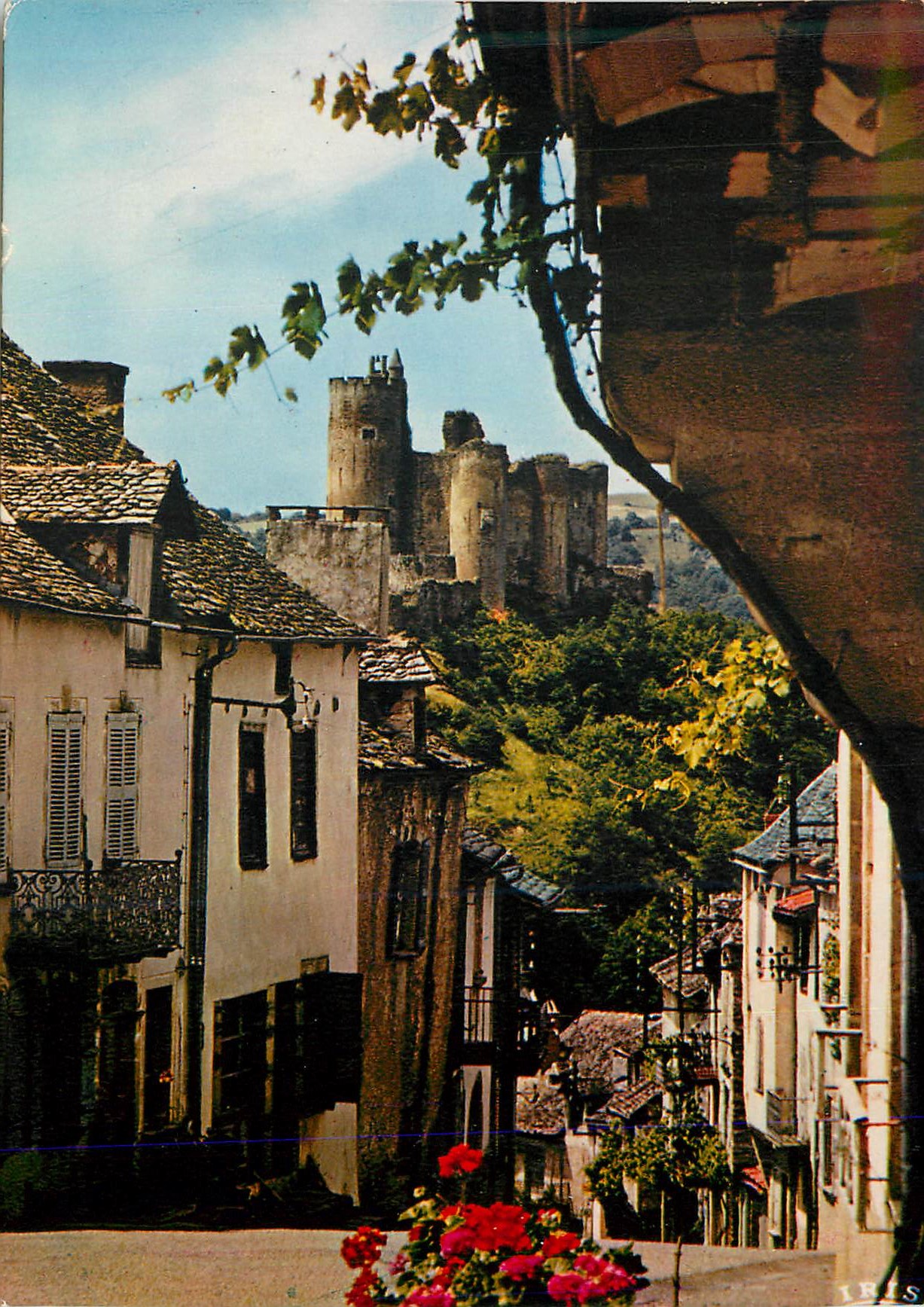 CPM L Aveyron Historique Najac La rue du Bariou et le chateau xiii siecle Le donjon tour circulaire