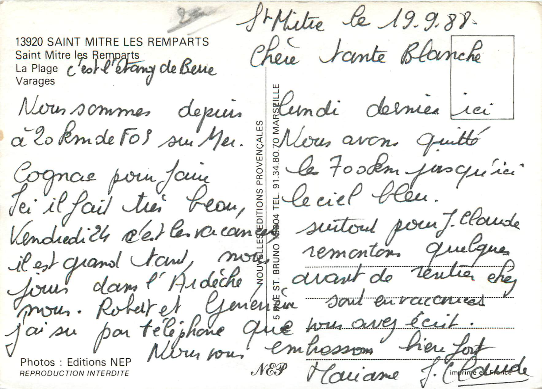 CPM Saint Mitre Les Remparts La Plage Varages — Rückseite