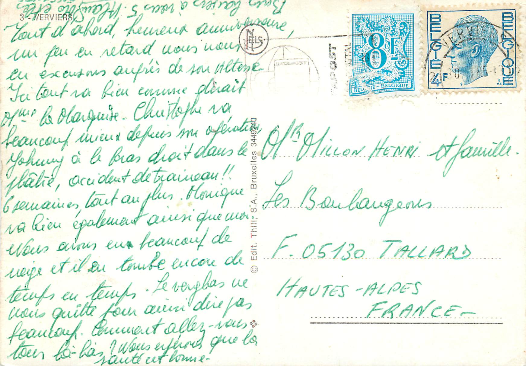 Verviers — vue panoramique — Edit. Thill, S.A., Bruxelles — Rückseite