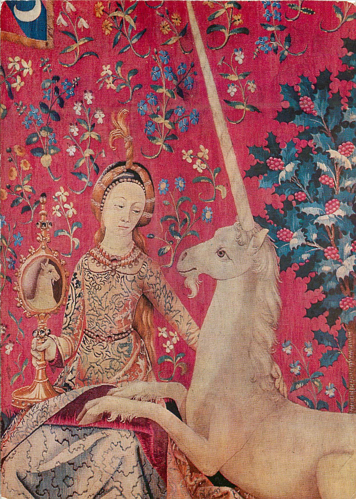 CPM Tapisserie La Dame a la Licome detail Lavue Sight Gesicht xvi siecle Paris Musee de Cluny