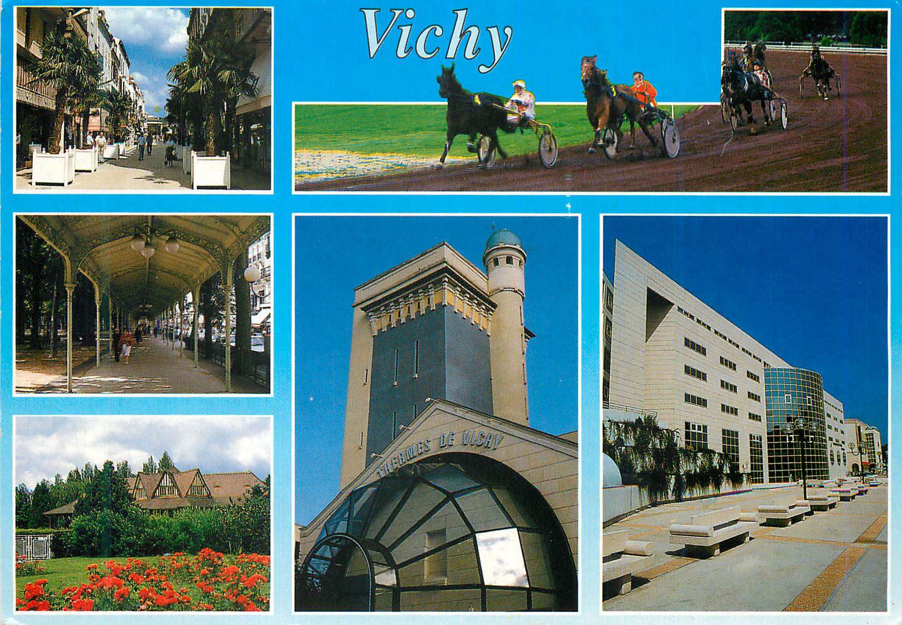 CPM Vichy Allier Le Club House Allee pietonne dans le parc Rue pietonne L hippodrome Les Bains Callou Les grands thermes