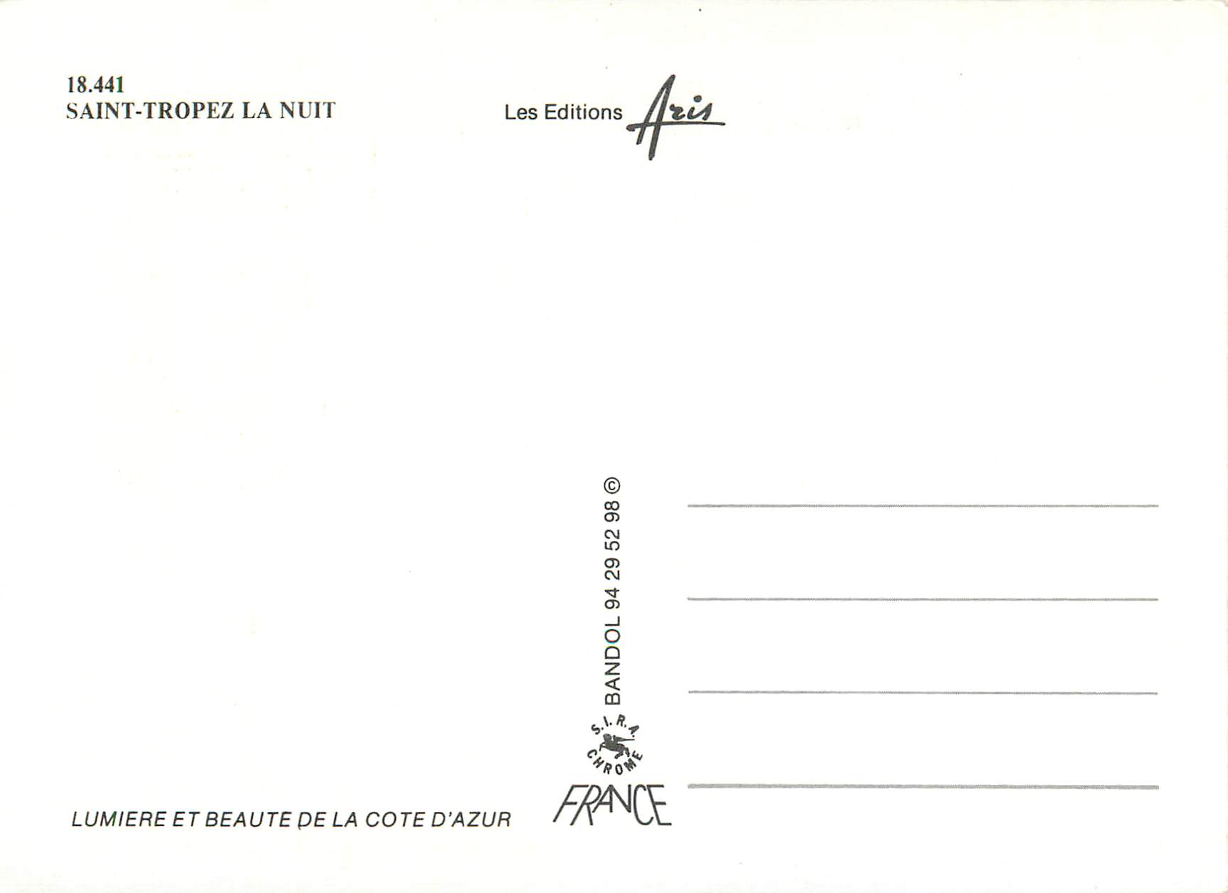 Saint-Tropez — Côte d'Azur — Les Editions Aris — Rückseite