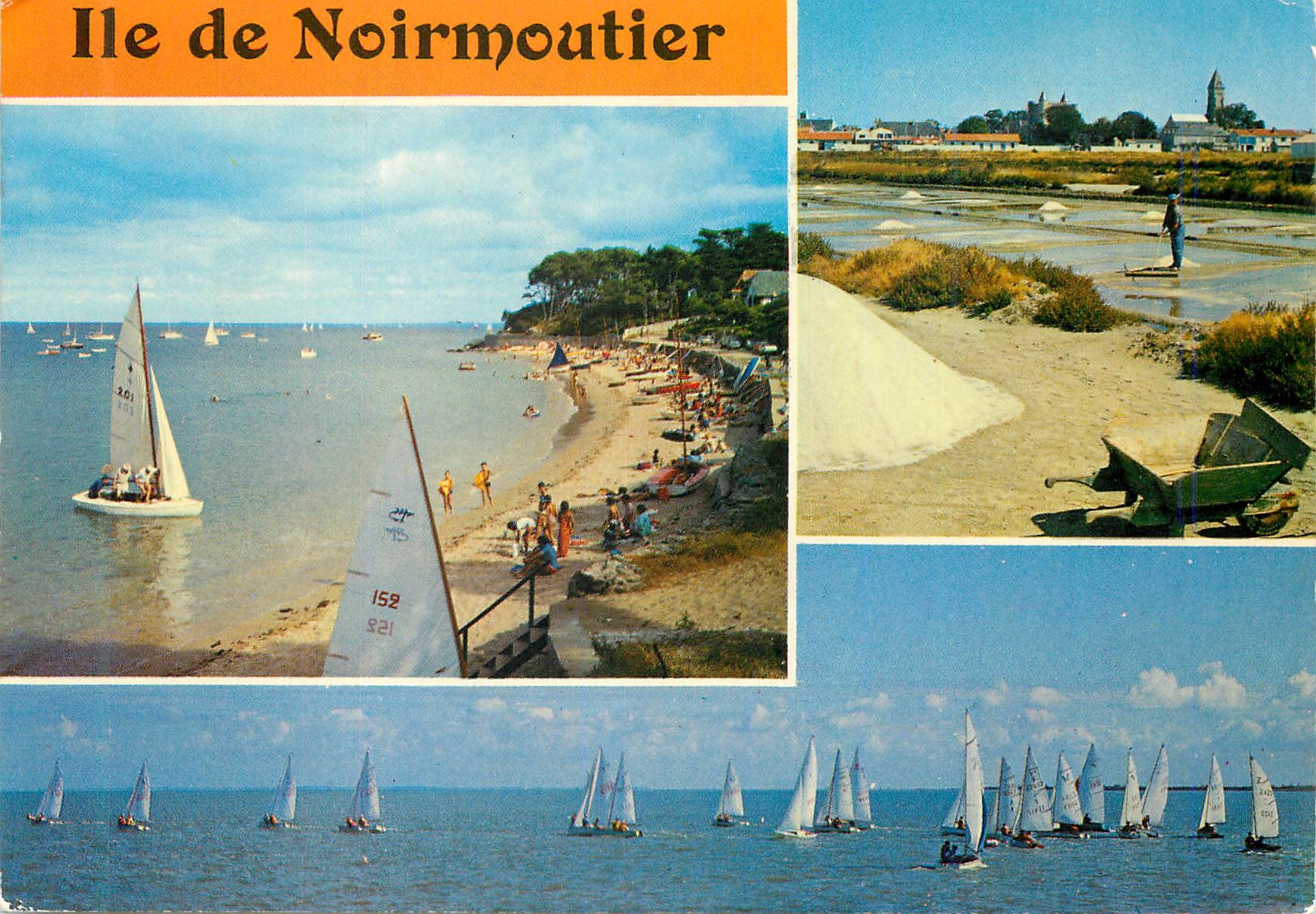 Ile de Noirmoutier — vue de la plage, des marais salants et des régates — Édition du Vieux-Chouard