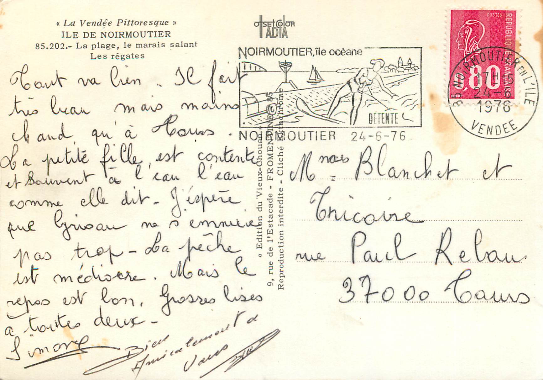 Ile de Noirmoutier — vue de la plage, des marais salants et des régates — Édition du Vieux-Chouard — Back