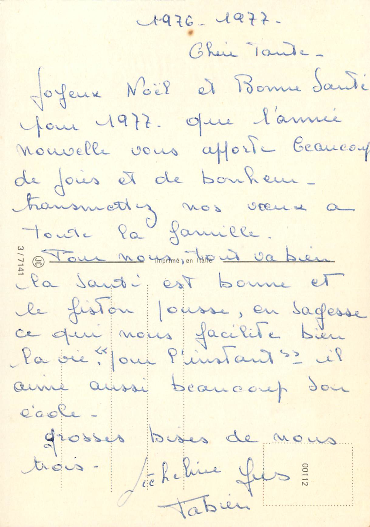 CPM Bonne Annee — Verso