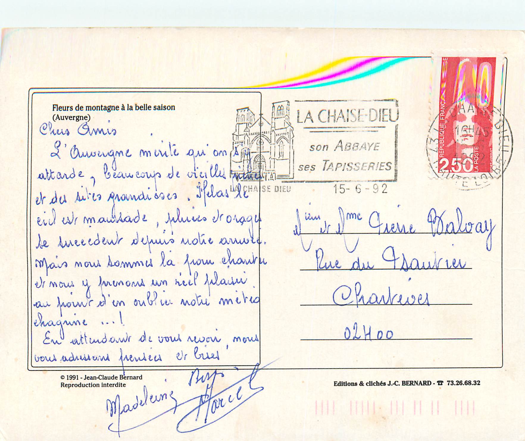 CPM Chateau fleur est une ame a la nature eclose Fleurs de montagne a la belle saison Auvergne — Rückseite