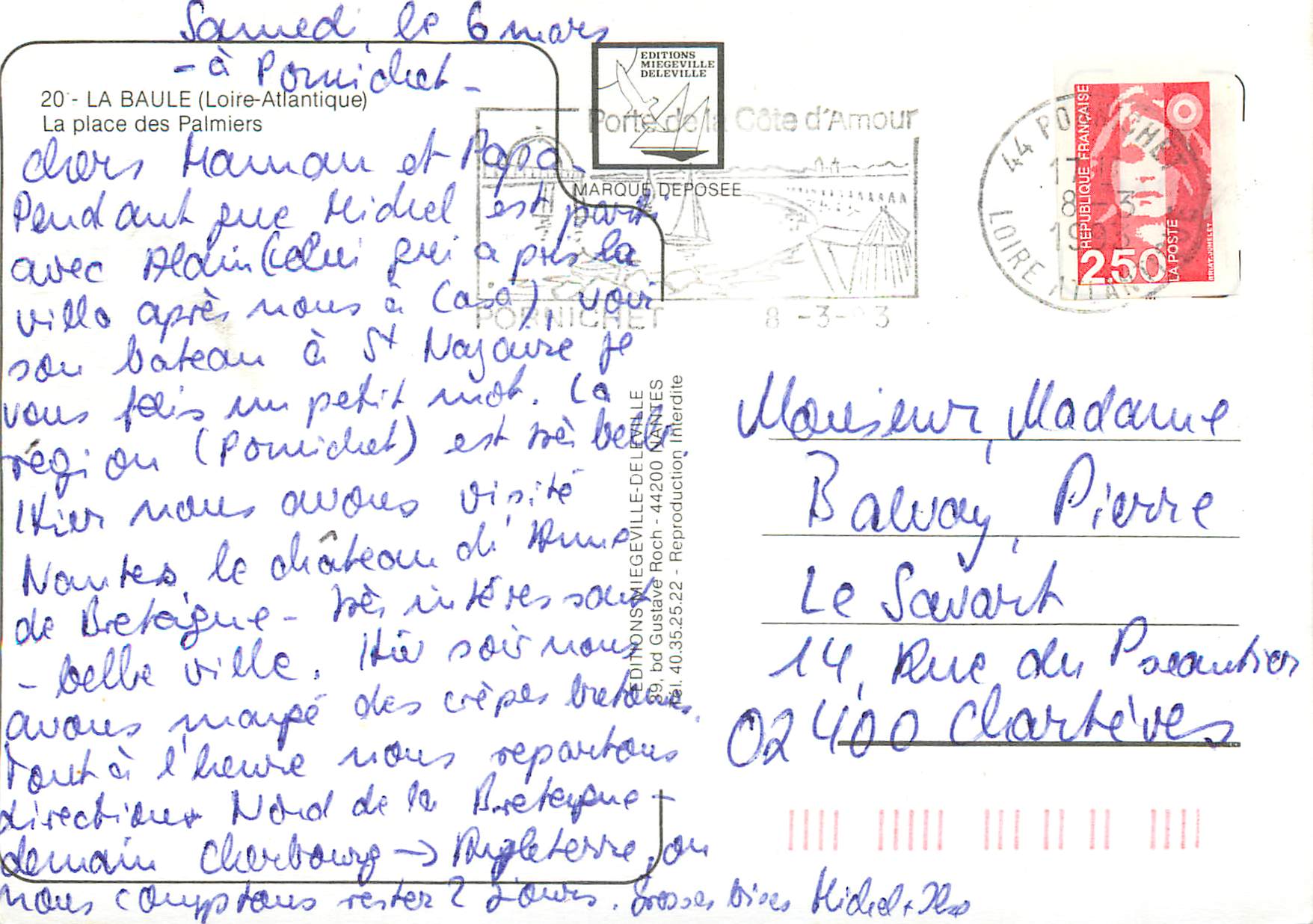 CPM La Baule Loire Atlantiqie La Place des Palmiers — Verso