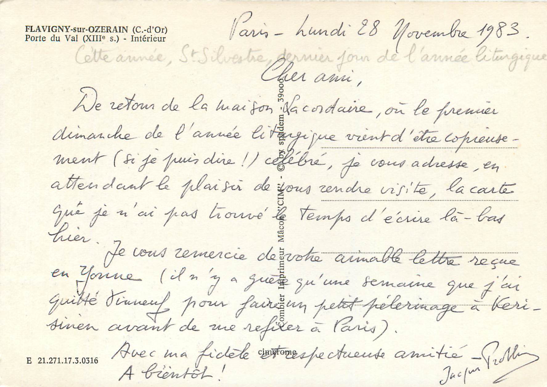 CPM Flavigny sur Ozerain Porte du Val xiii Interieur — Rückseite