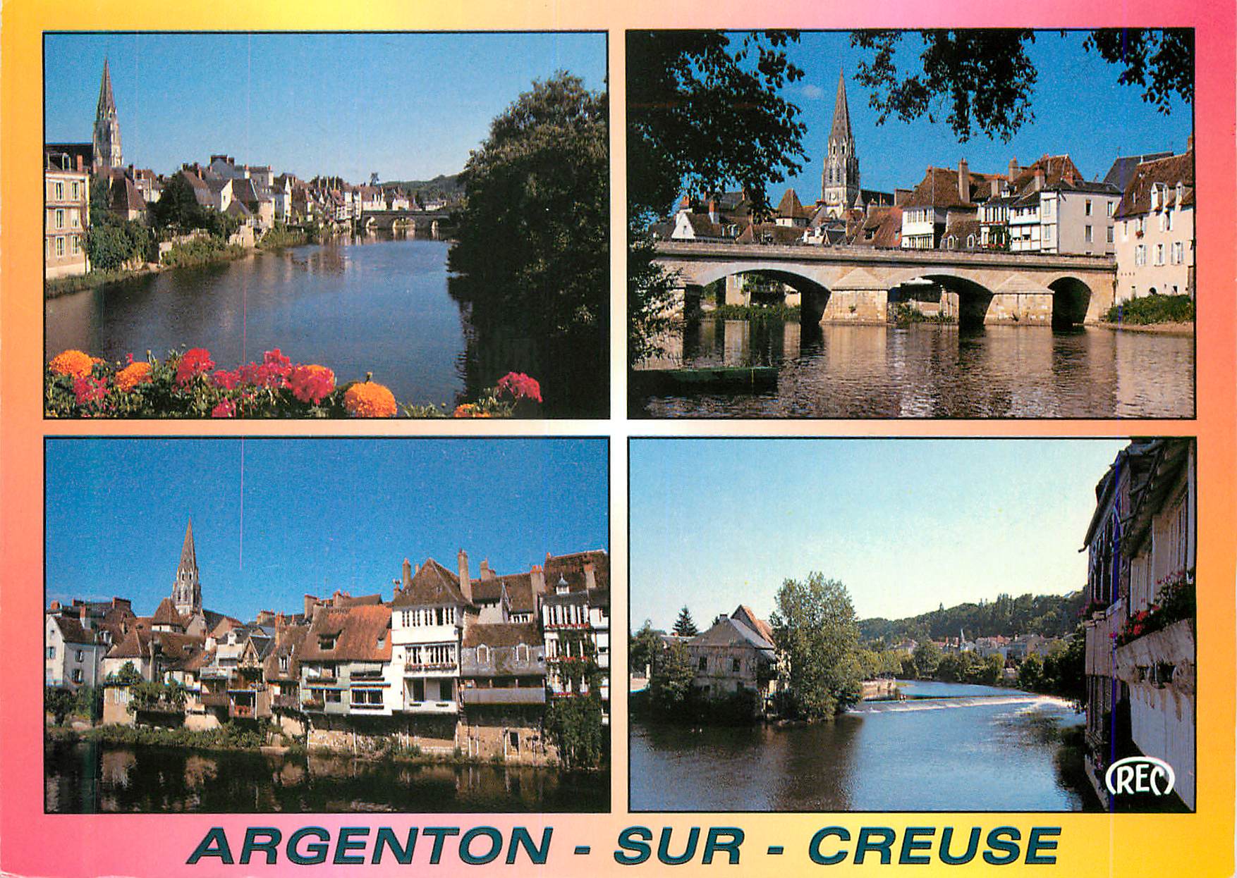Argenton-sur-Creuse — Ansicht der Stadt und des Brückens — Verlag: J. Bouchet, Nr. 302