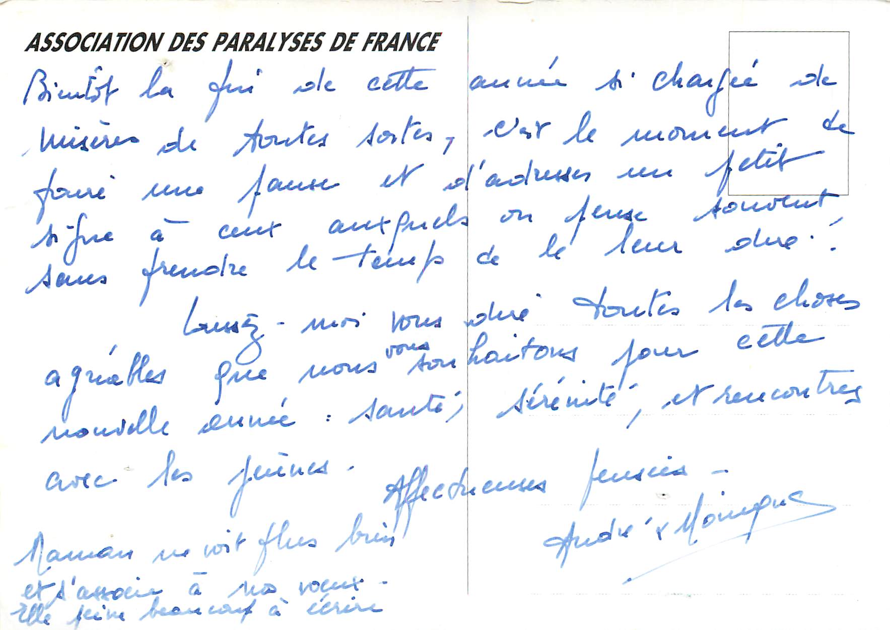 CPM Association des Paralysis de France — Verso