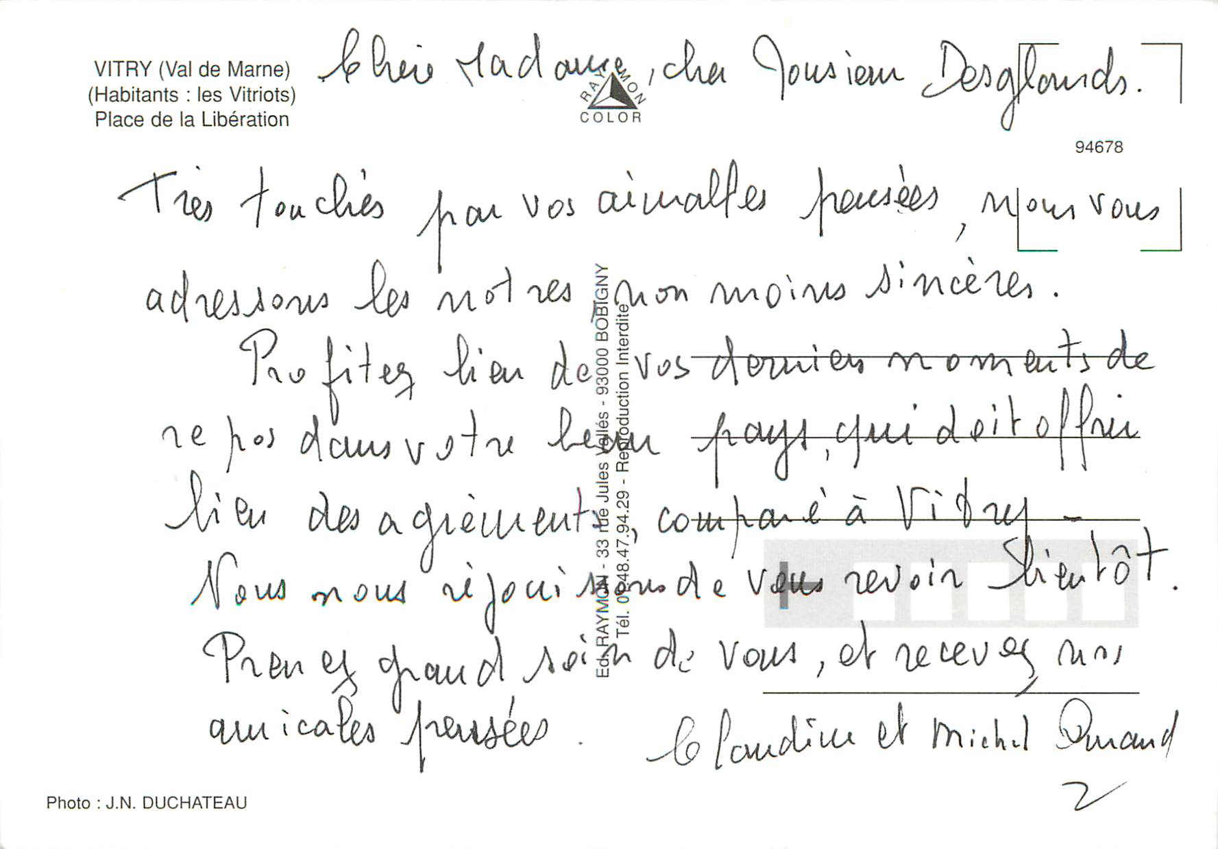 CPM Vitry Val de Marne Habitants les Vitriots Place de la Liberation — Back