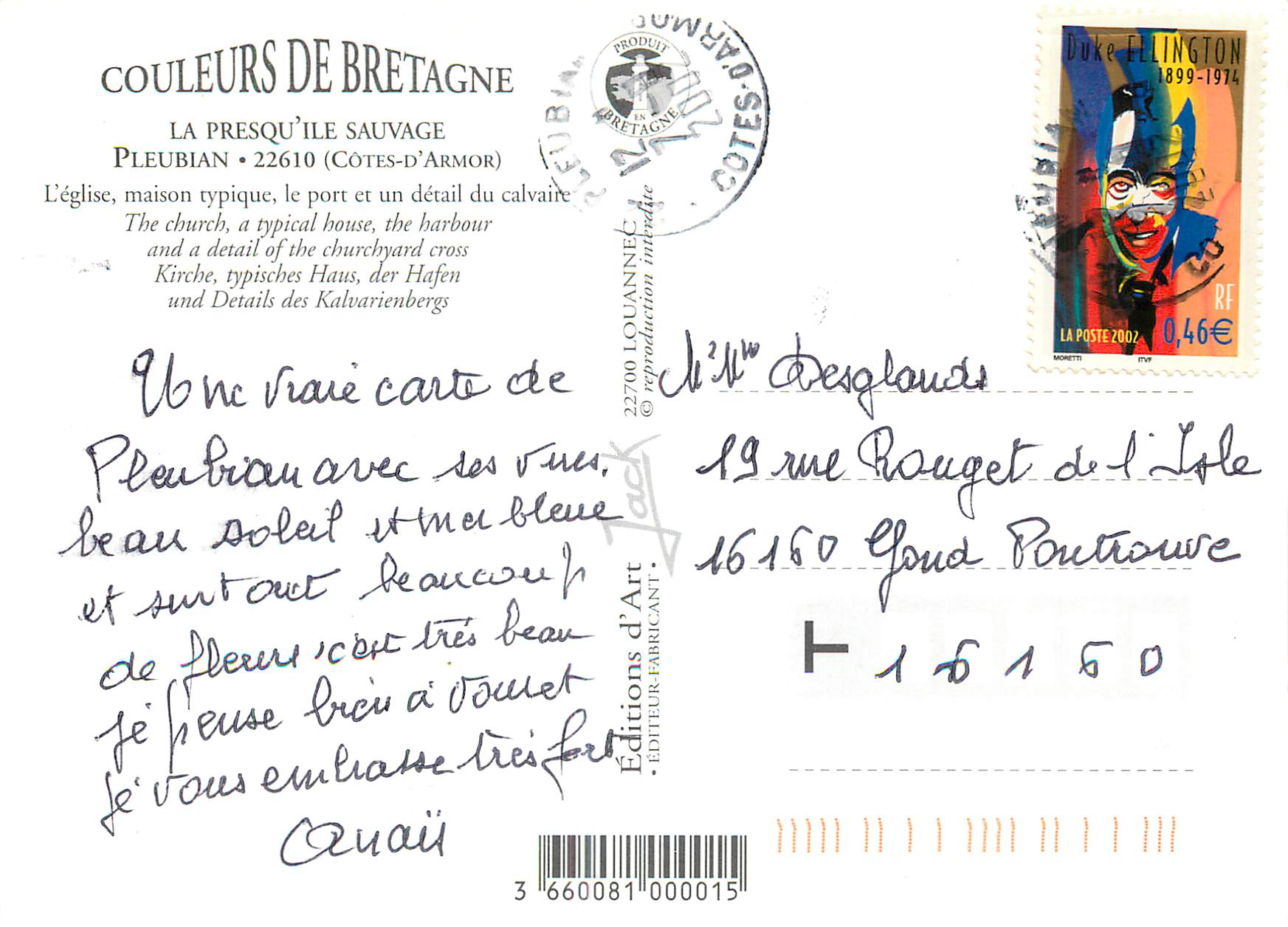 Pleubian — Presqu'île Sauvage — Éditions d'Art — Verso