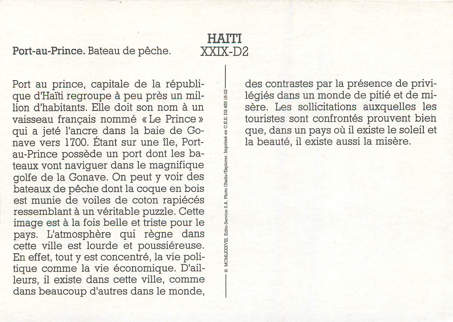 CPM Haiti Port au Prince Bateau de peche — Back
