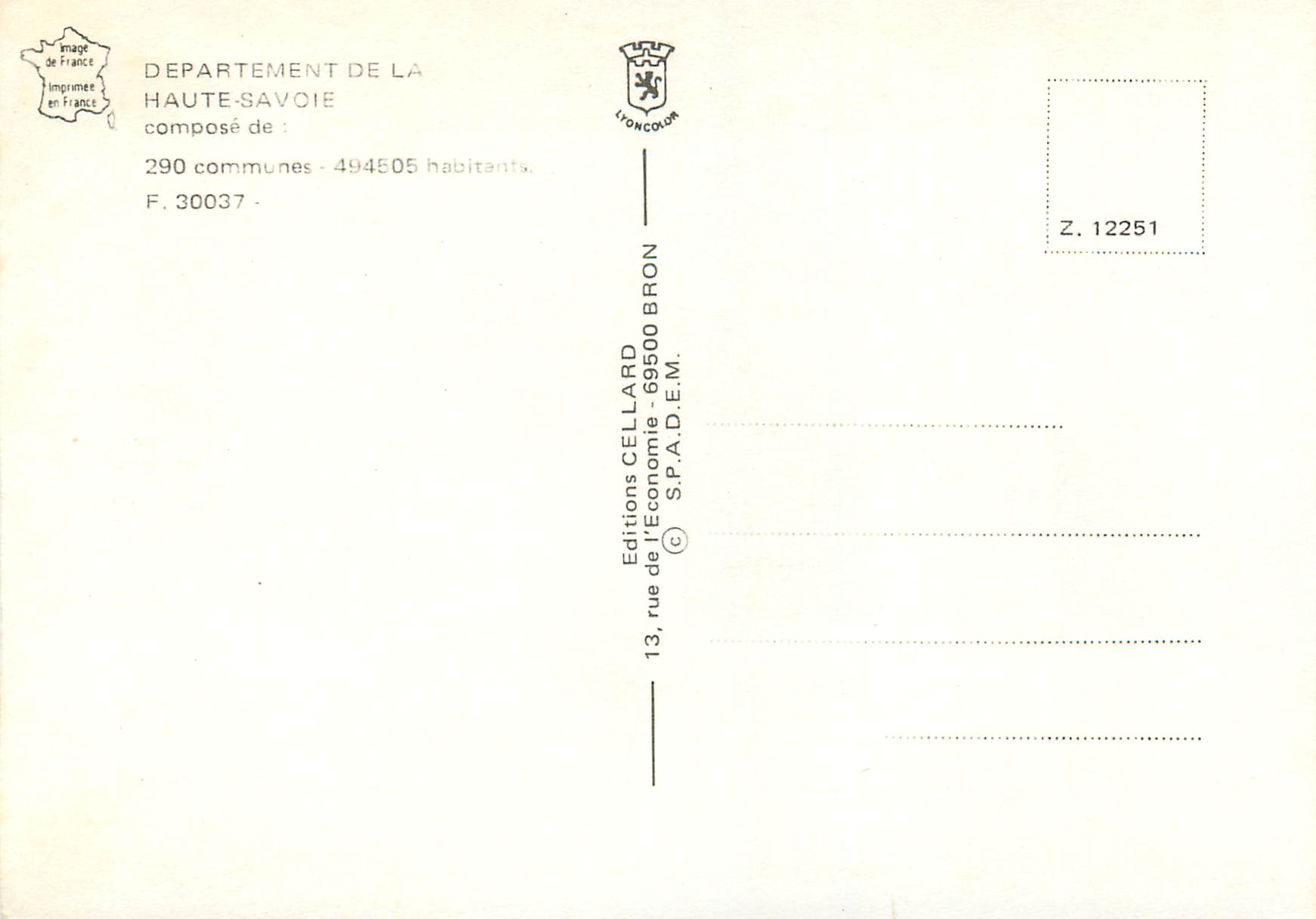 CPM Au sommet de l Europe Haute Savoie Departement de la Haute Savoie — Rückseite