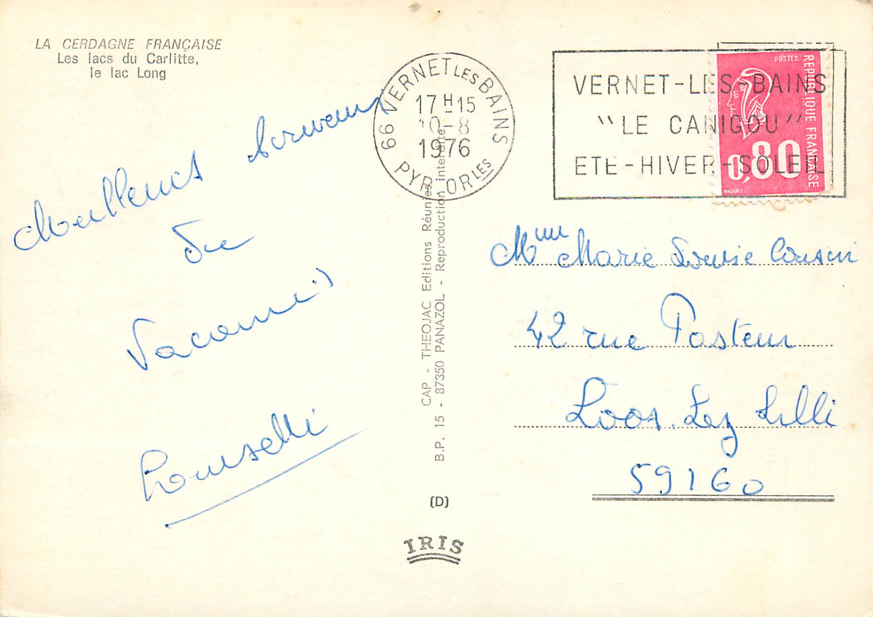 CPM La Cerdagne Francaise Les lacs du Carlite le lac Long — Rückseite