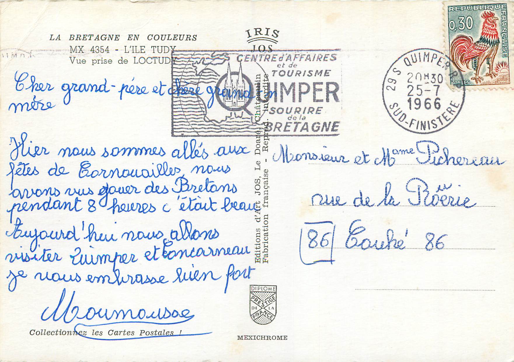 CPM La Bretagne en Couleurs L Ile Tudy Vue prise de Loctudy — Rückseite