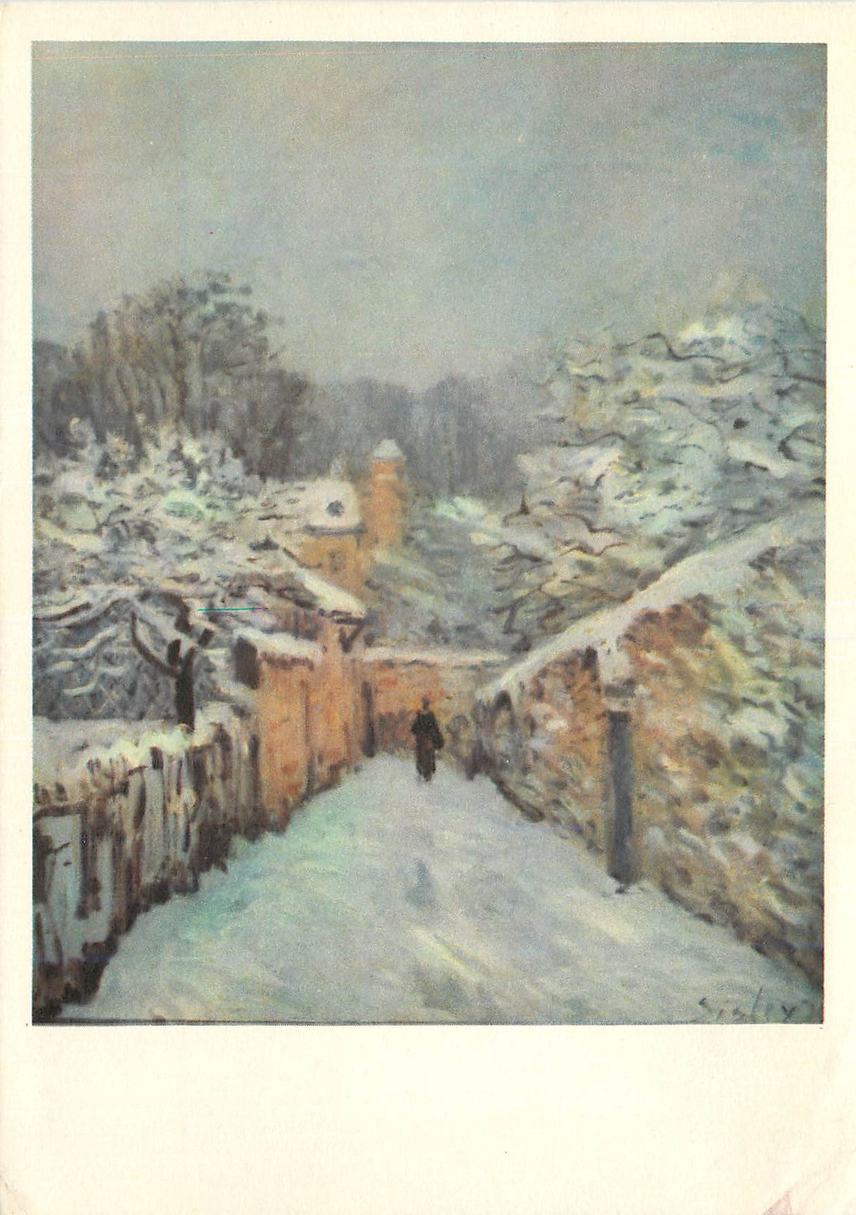 CPM Peinture Francaise Les Impressionnistes Alfred Sisley La Niege A Louveciennes Musee du Louvre Expose au jeu de Paume