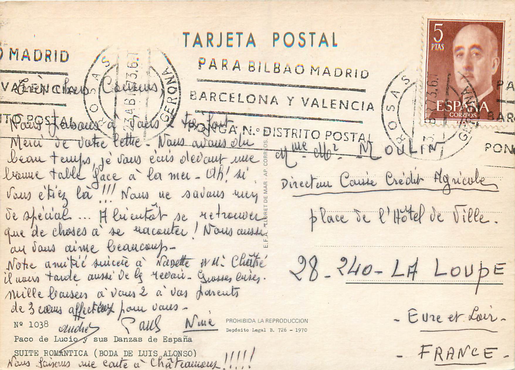 CPM Paco de Lucio y sus Danzas de Espana Suite Romantica Boda de Luis Alfonso Folklore — Rückseite