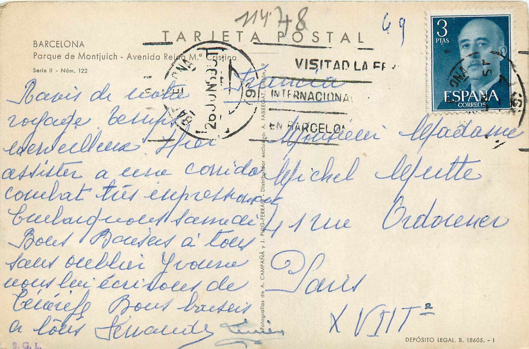 CPM Barcelona Parqe de Montjuich — Rückseite