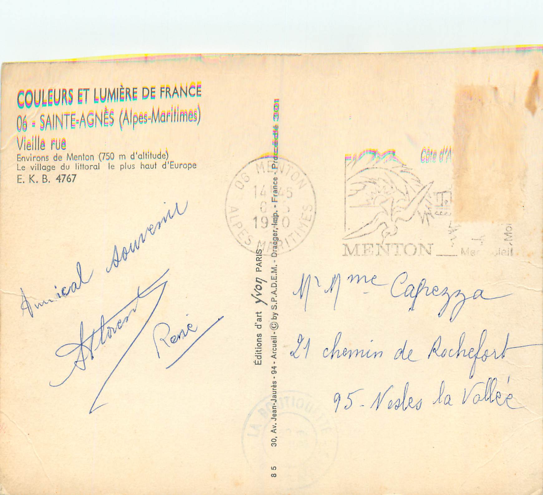 Sainte-Agnès — Vieille rue — Éditions d'art Arcueil — Rückseite