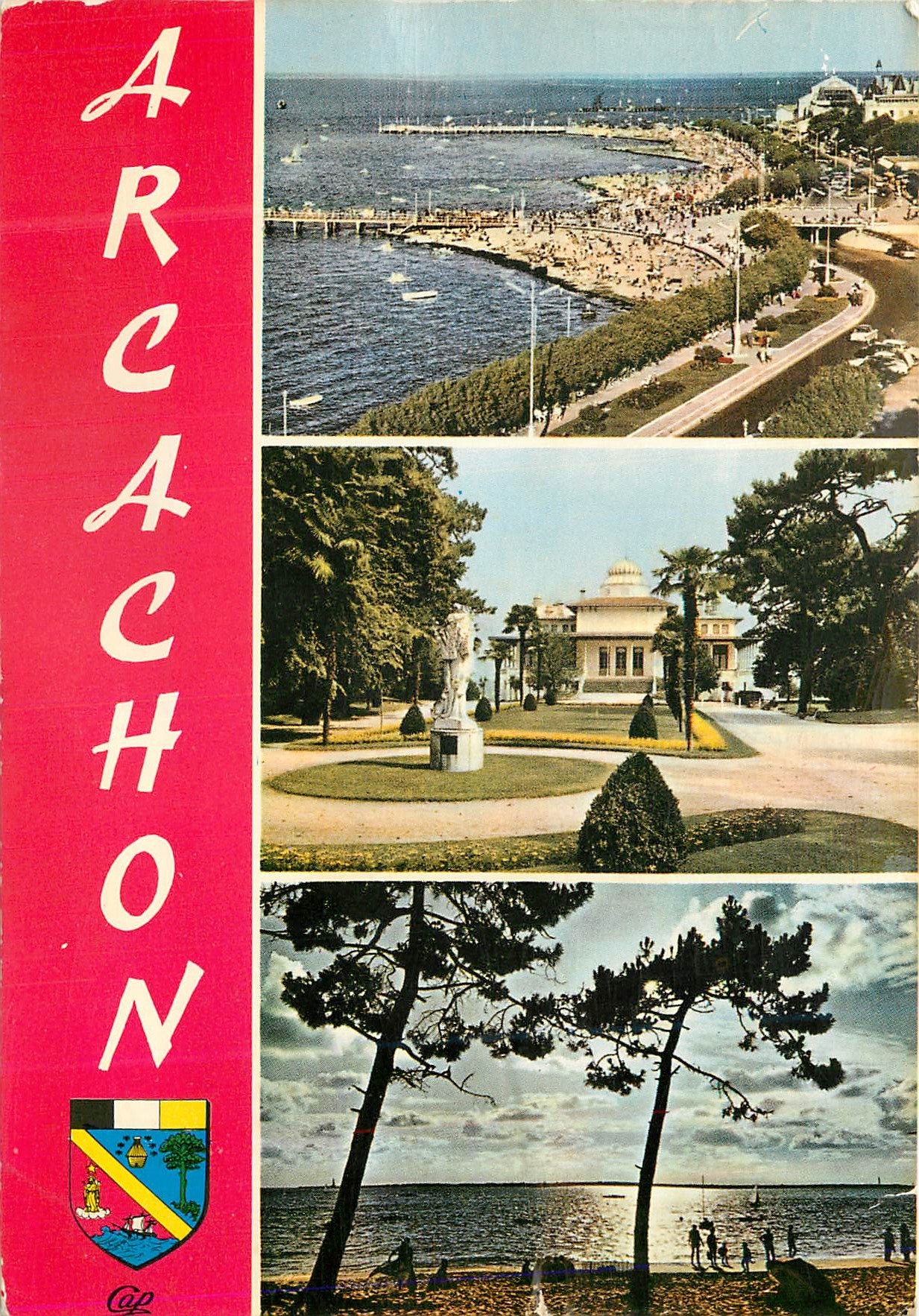 CPM Arcachon Cote d Argent La Plage Casino Mauresque Coucher de Soleil