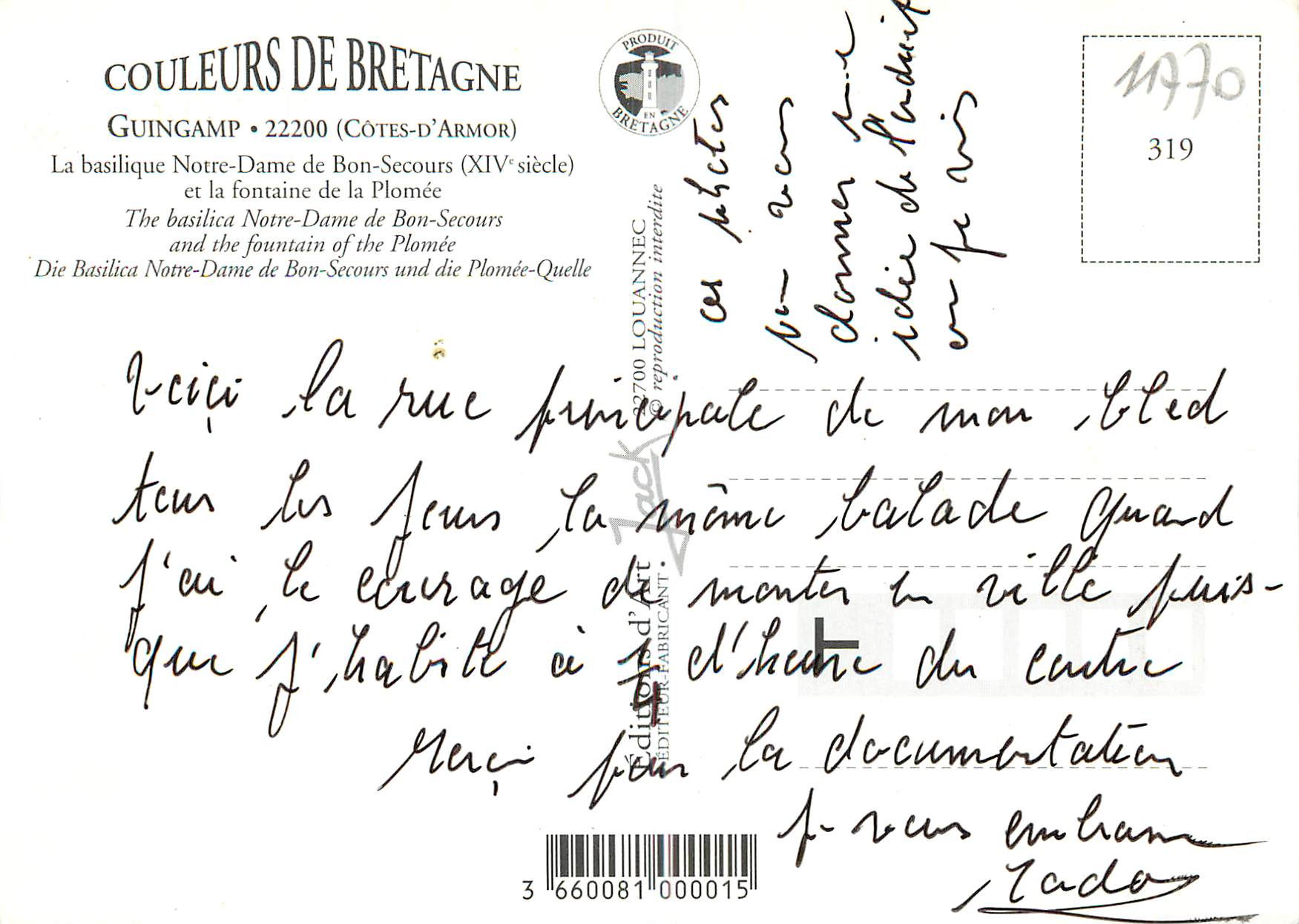Guingamp — Ville historique — Couleurs de Bretagne — Verso
