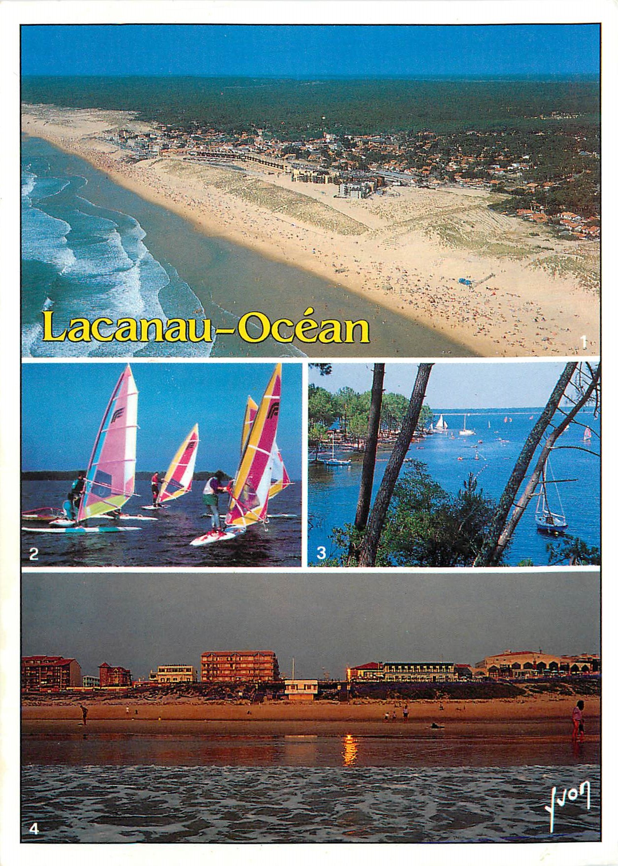 CPM Couleurs et Lumiere de France La Cote Aquitaine Lacanau Ocean Gironde Vue aerienne Planches a voile Camping Le Tedey