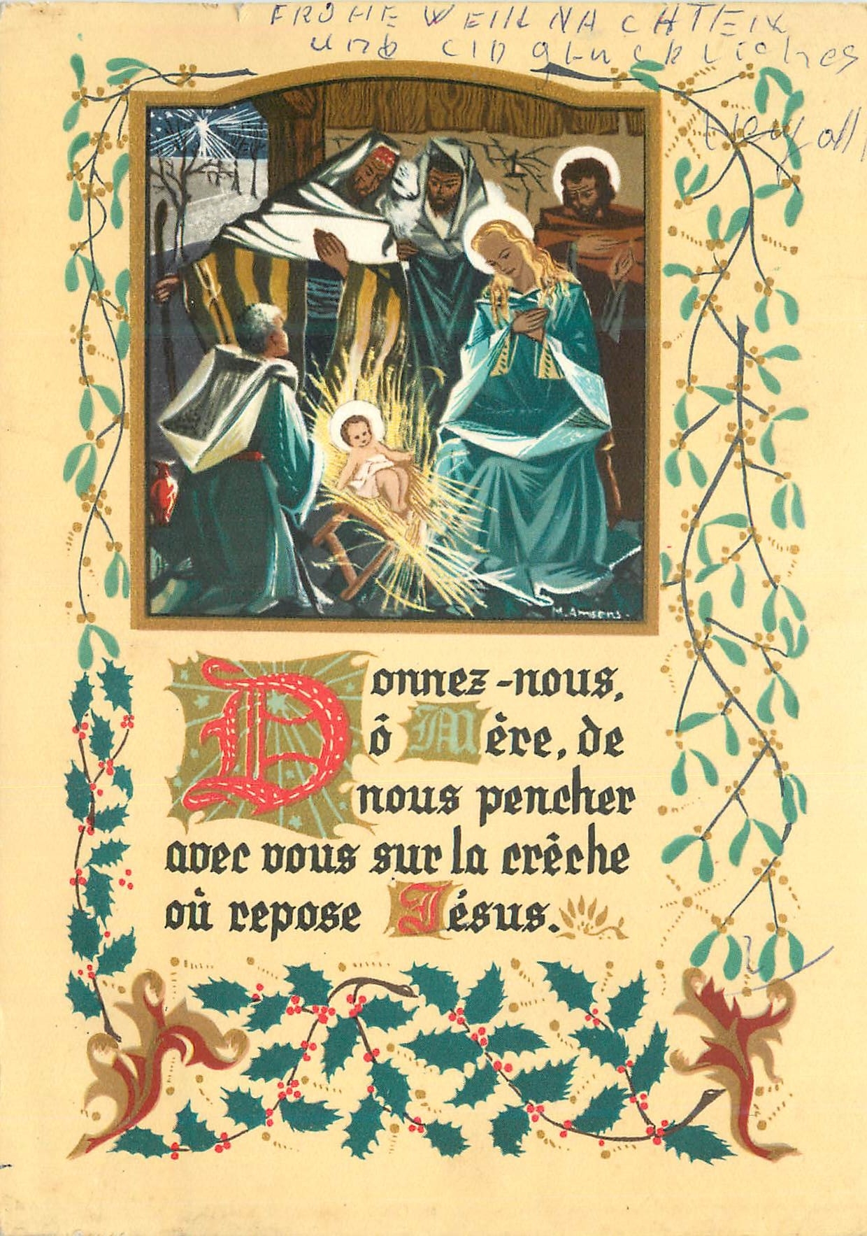 CPM Donnez nous o Mere de nous pencher avec vous sur la creche ou repose Jesus
