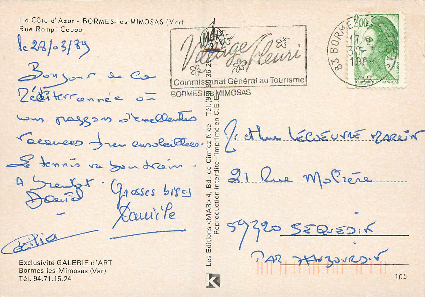 Village Fleuri — Bormes-les-Mimosas (Var) — Éditions «MAR» — Rückseite