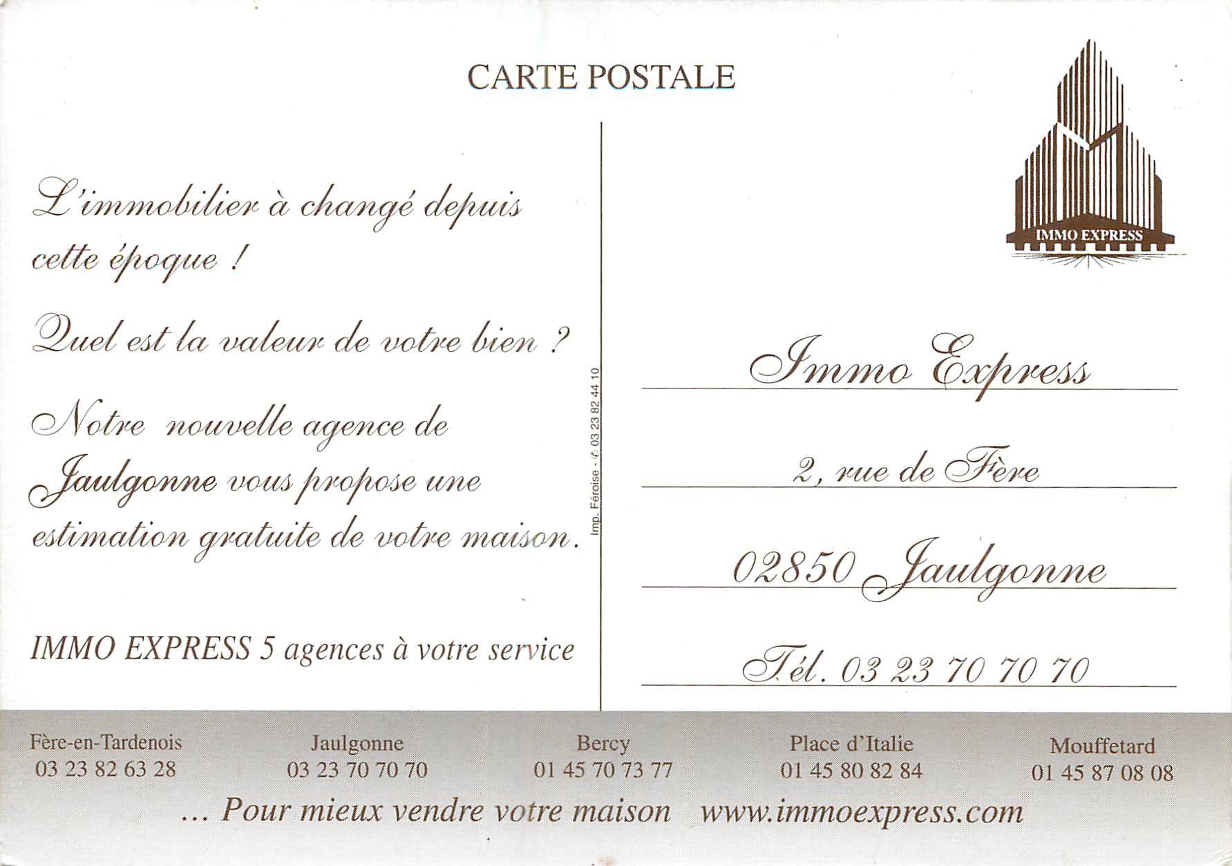 CPM Jaulgonne Aisne Maison F Charau Husson Offert par Immo Express Jaulgonne — Back