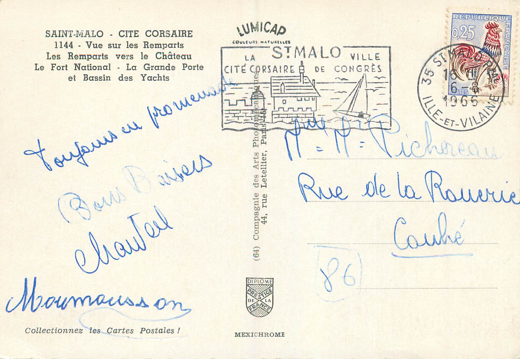 Saint-Malo — Souvenir de S.T. MALO — Lumicap — Verso