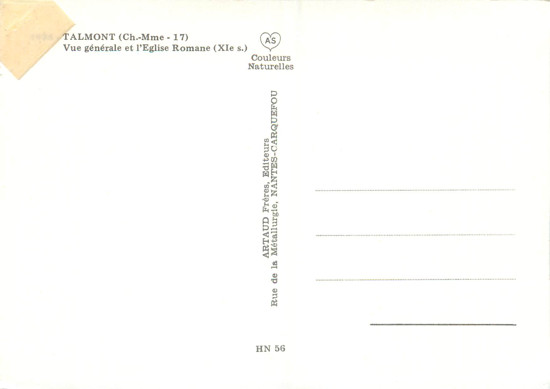 CPM Talmont Ch Mme Vue generale et l Eglise Romane — Back