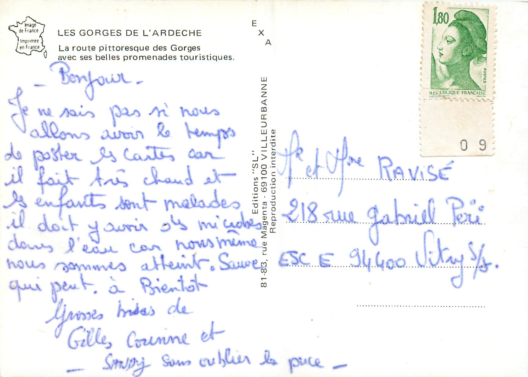 Les Gorges de l'Ardeche — Route pittoresque — Editions 'SL' n°218 — Reverso