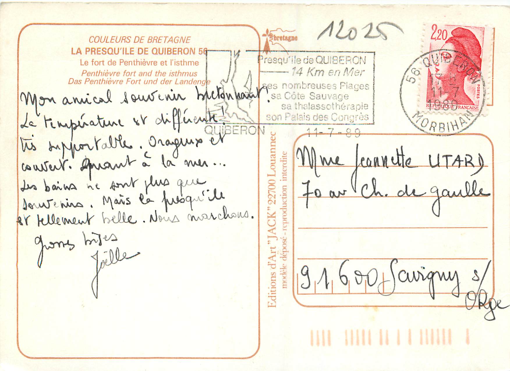 L'entrel'entre Deux-Mers — vue aérienne — Éditions d'Art 'JACK' Quiberon — Rückseite