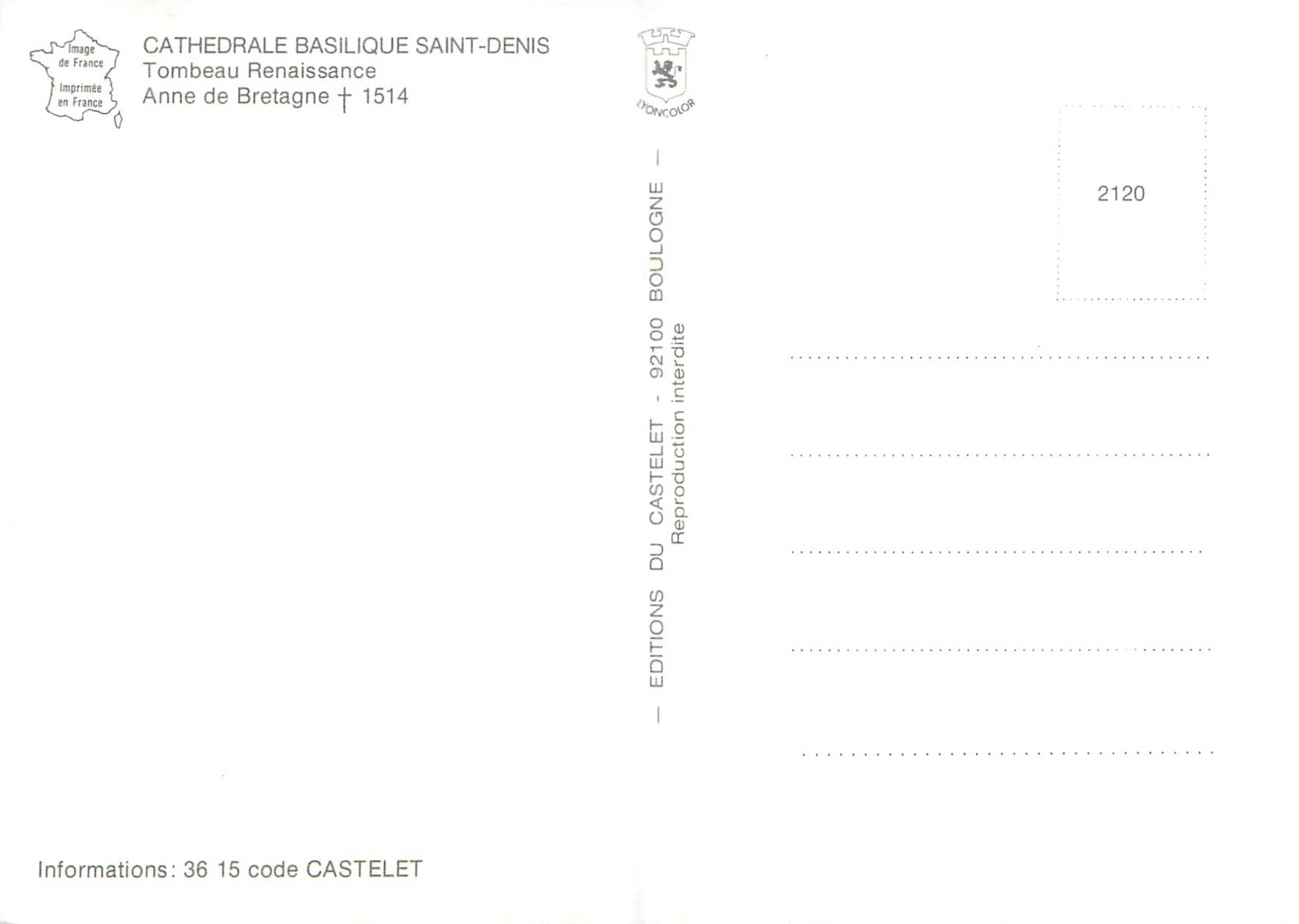 Tombeau de Anne de Bretagne — Renaissance — Éditions du Castelet — Verso