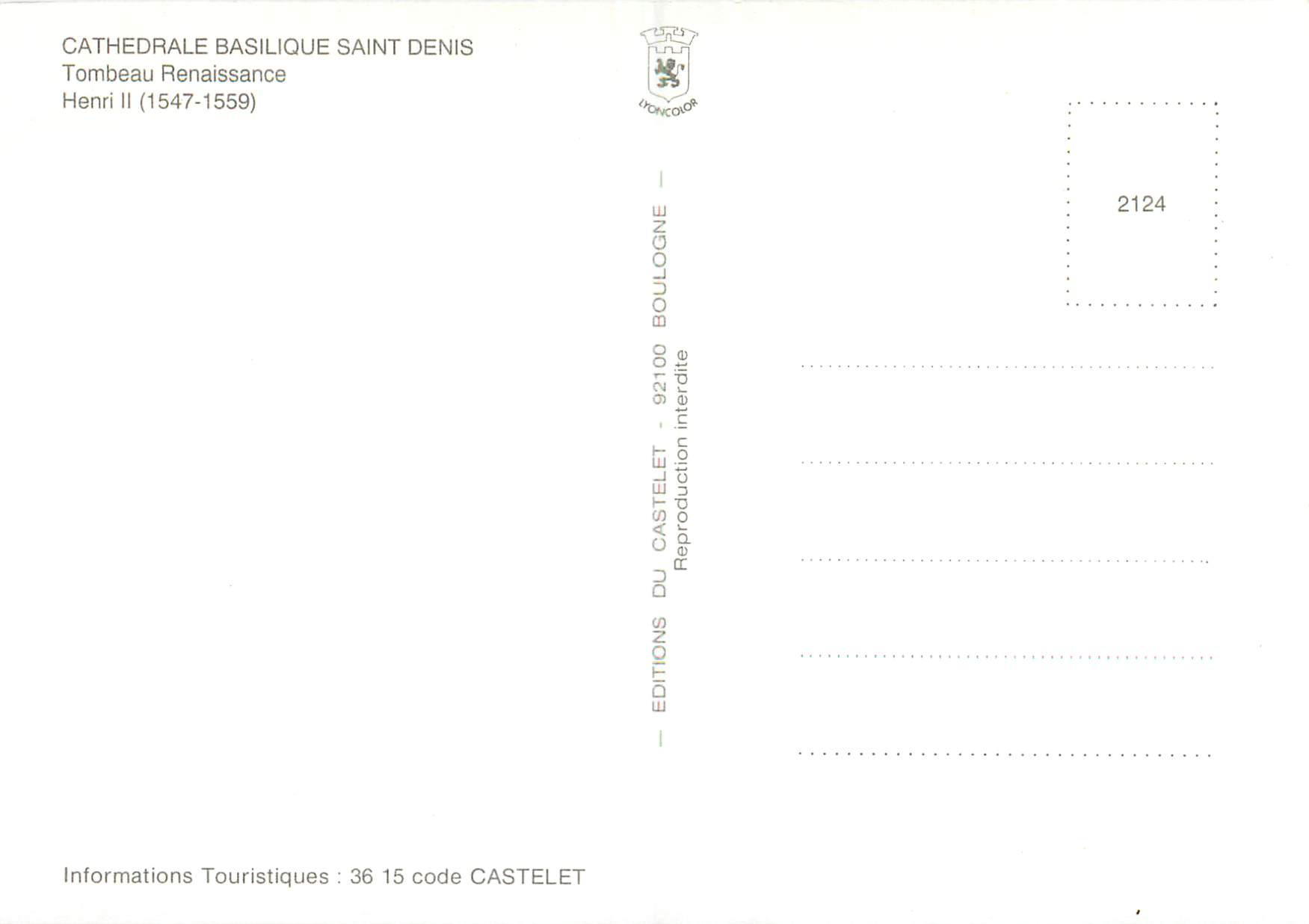 Tombeau Renaissance — Henri II (1547-1559) — Éditions Du Castelet — Rückseite