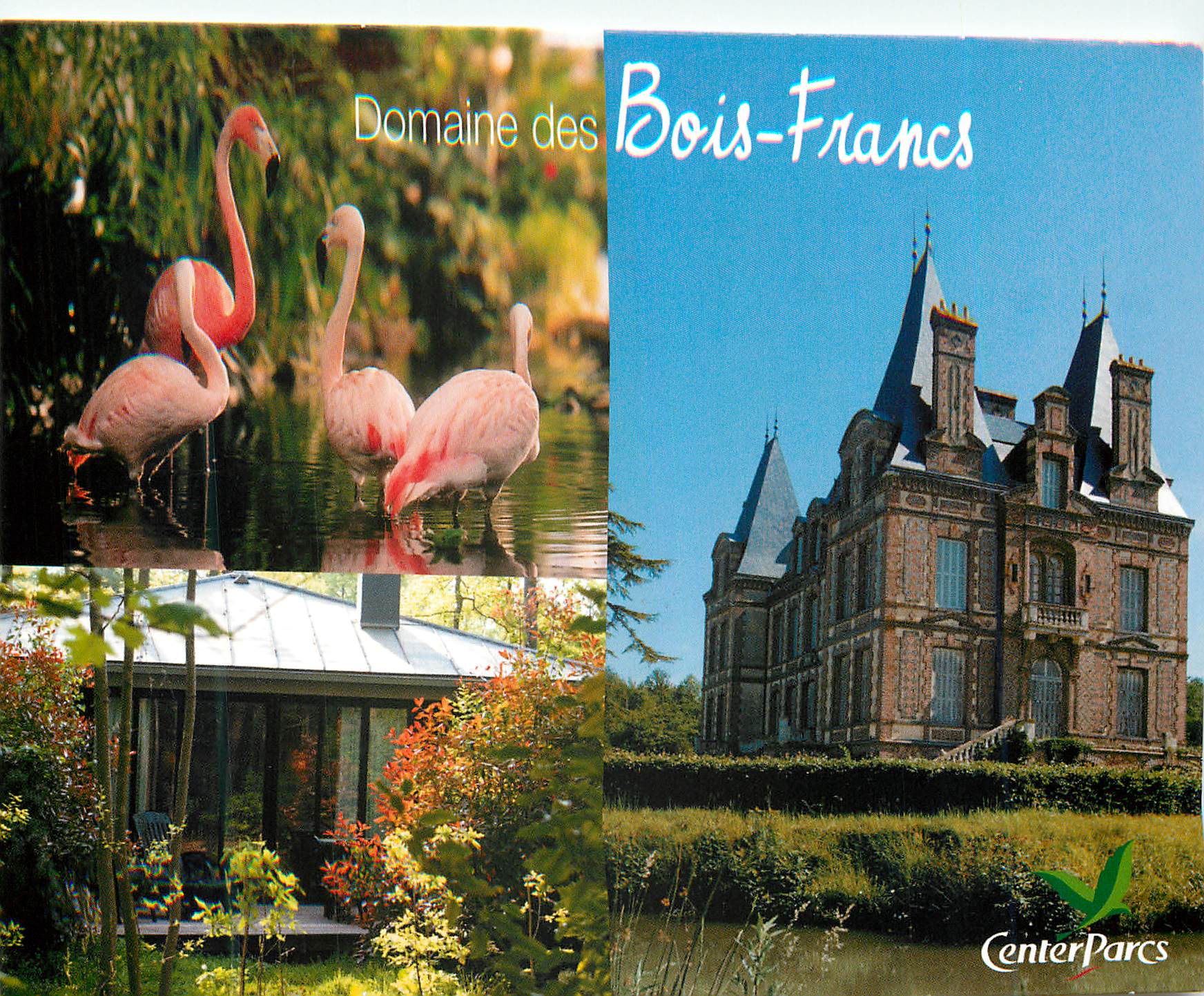 Domaine des Bois-Francs — Centre Parcs — vue de château et flamants roses