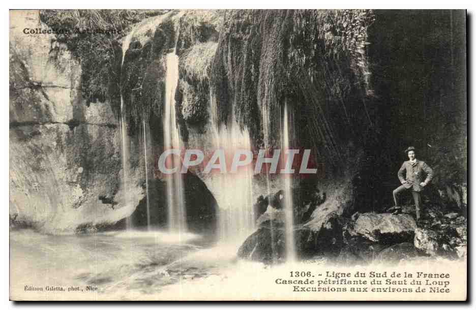 Environs de Nice - Ligne du Sud de la France - train - Cascade petrifiante du Saint du Loup- CPA 