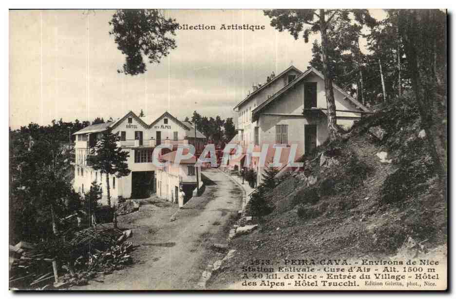 Peïra-Cava - Um Nice - Hotel des Alpes - Eingang zum Dorf - Édition Gilettà, phot. Nice