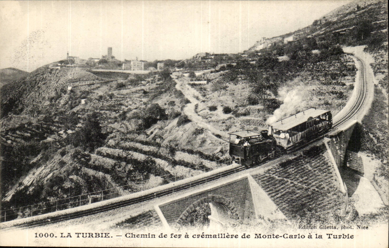 La Turbie — Chemin de fer à crémaillère de Monte-Carlo à la Turbie — Édition Giletta, phot. Nice
