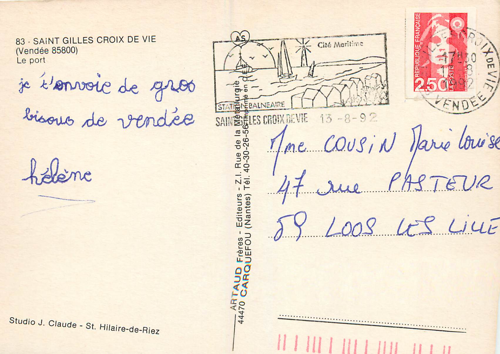 CPM Saint Gilles Croix de Vie (Vendee) Le Port — Verso