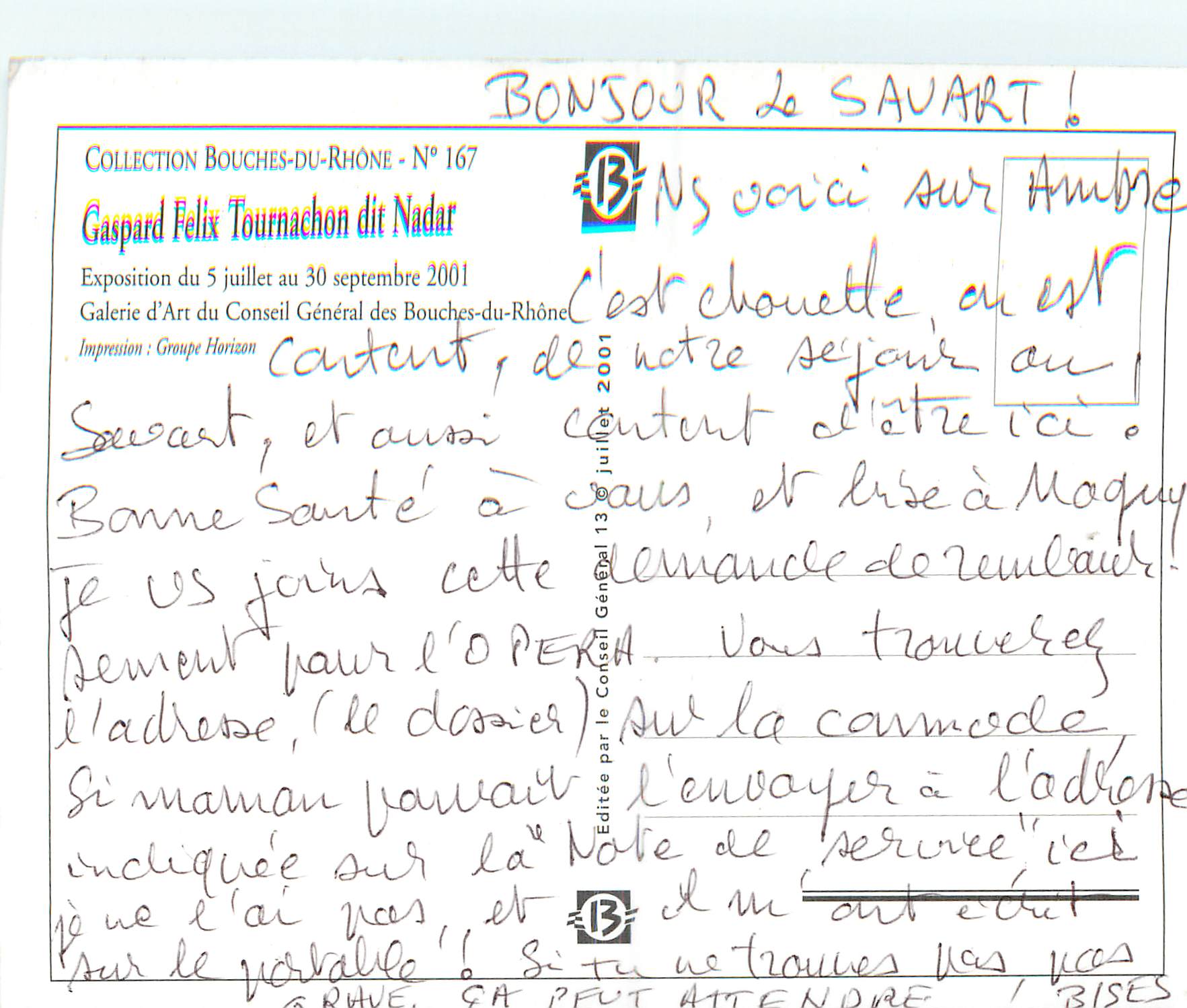 Gaspard Félix Tournachon dit Nadar — Exposition à Aix-en-Provence — Galerie d'Art du Conseil Général des Bouches-du-Rhône — Verso