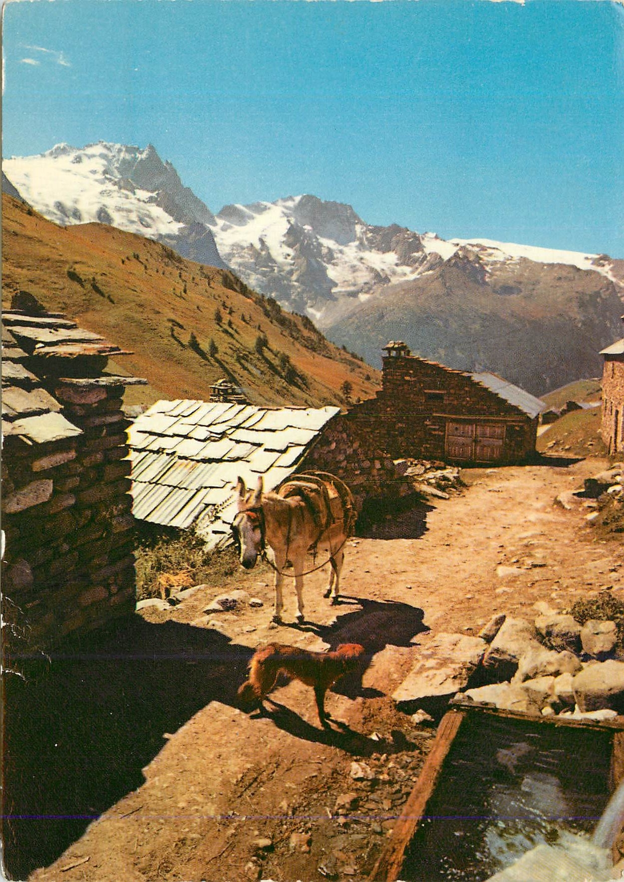 Les Alpes en couleurs naturelles — Environ de la Grave, Hameau sur le chemin pittoresque de Valfloride, et Grand Pic de la Meije (3983 m.) — Éditions des Editions Ornis