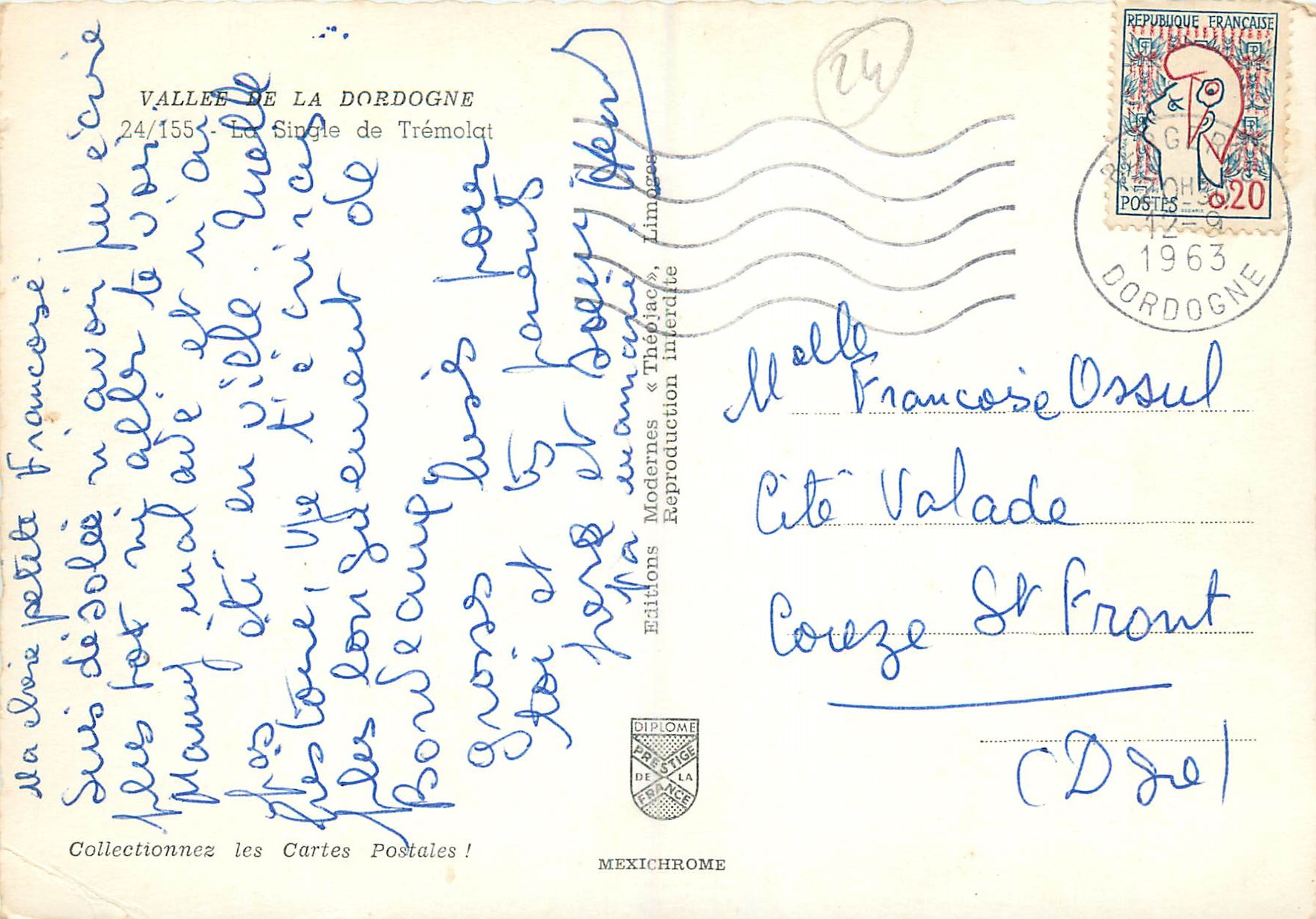 CPM La Single du Tremolat Vallee de la Dordogne — Rückseite