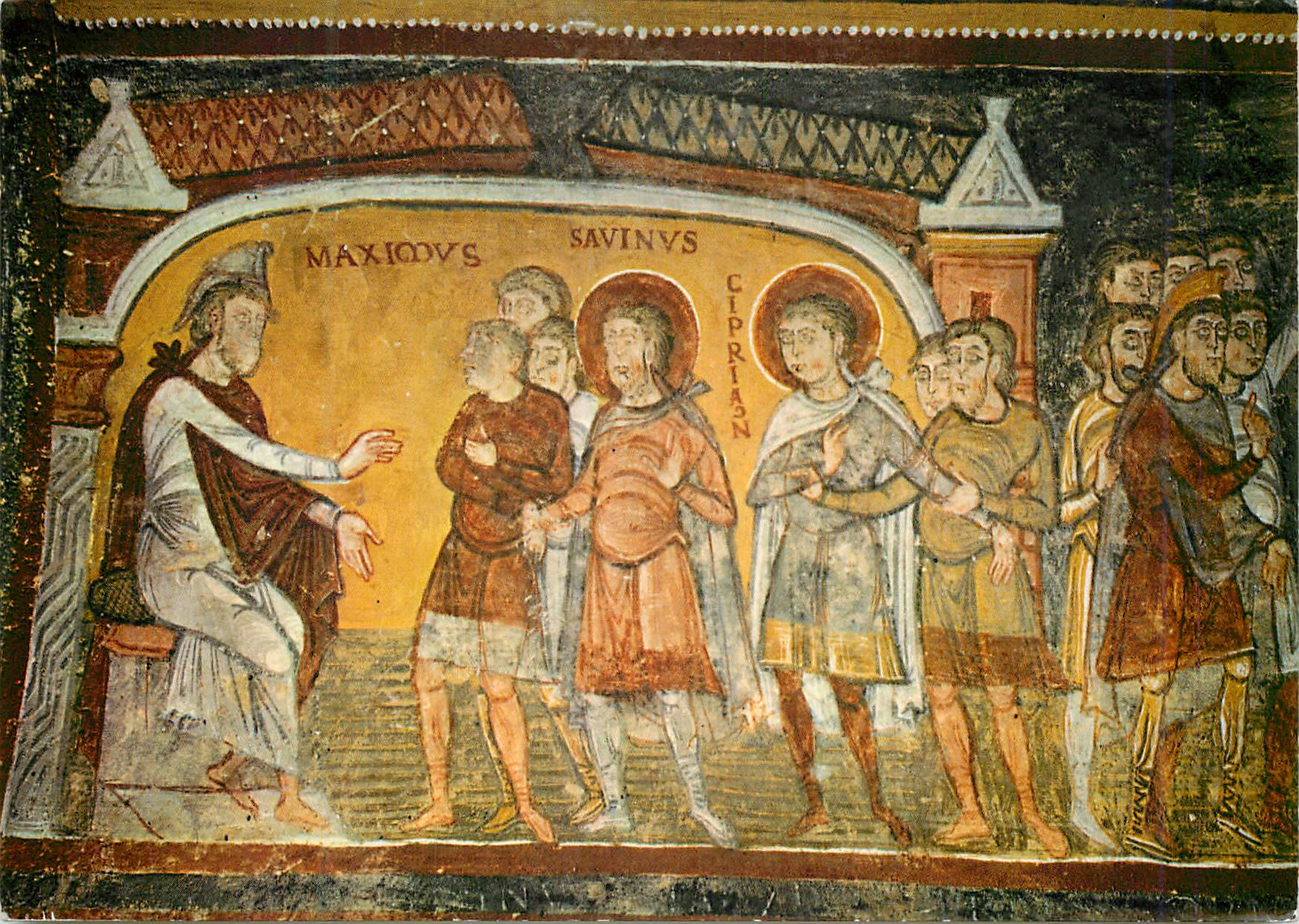 CPM Saint Savin sur Gartempe (Vienne) l'Eglise Crypte St Savin St Cyprien Comparution des Saints devant Maximus